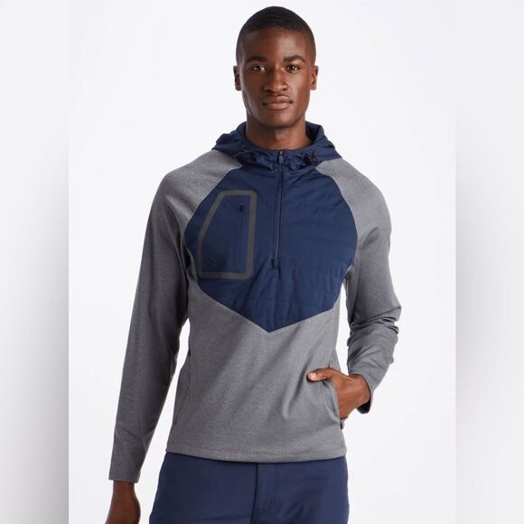 G/FORE Hooded Quartet Zip Charcoal Heather Grey Size M - Picture 1 of 5